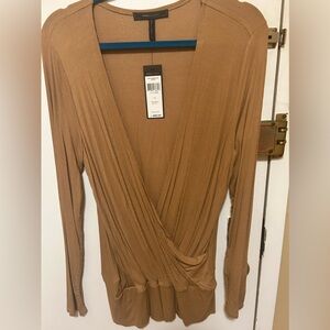 BCBG crossover tunic length long sleeve top